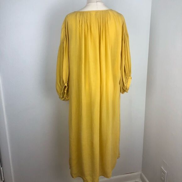 Corey Lynn Calter Sun Yellow Cupro Midi Dress Minimalist Shapeless Topper - Picture 2 of 13